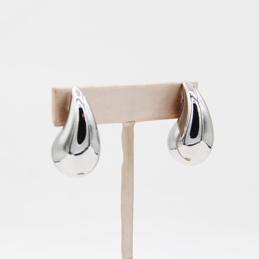 Silver Teardrop Studs — Hollow Dot Designs